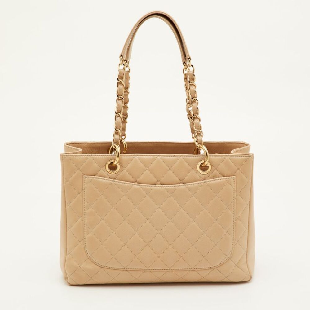 Chanel Gst Beige Quilted Caviar Leather Grand Shopping Tote - Picture 4 of 7
